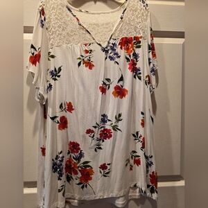 Torrid White Floral Lace Blouse